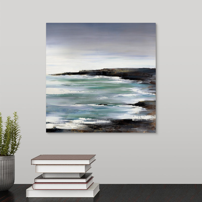« half moon bay », peinture sur toile, Toile tendue, H 12 po x l 12 po x p 1,25 po