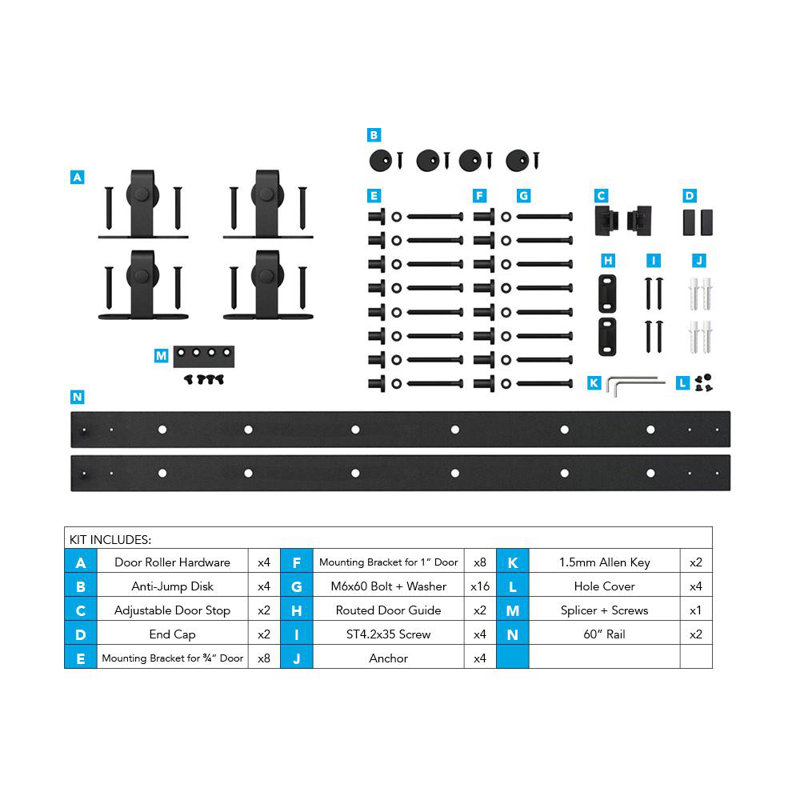 Architectural Products by Outwater L.L.C. Architectural Standard Double Door Barn Door Hardware Kit
