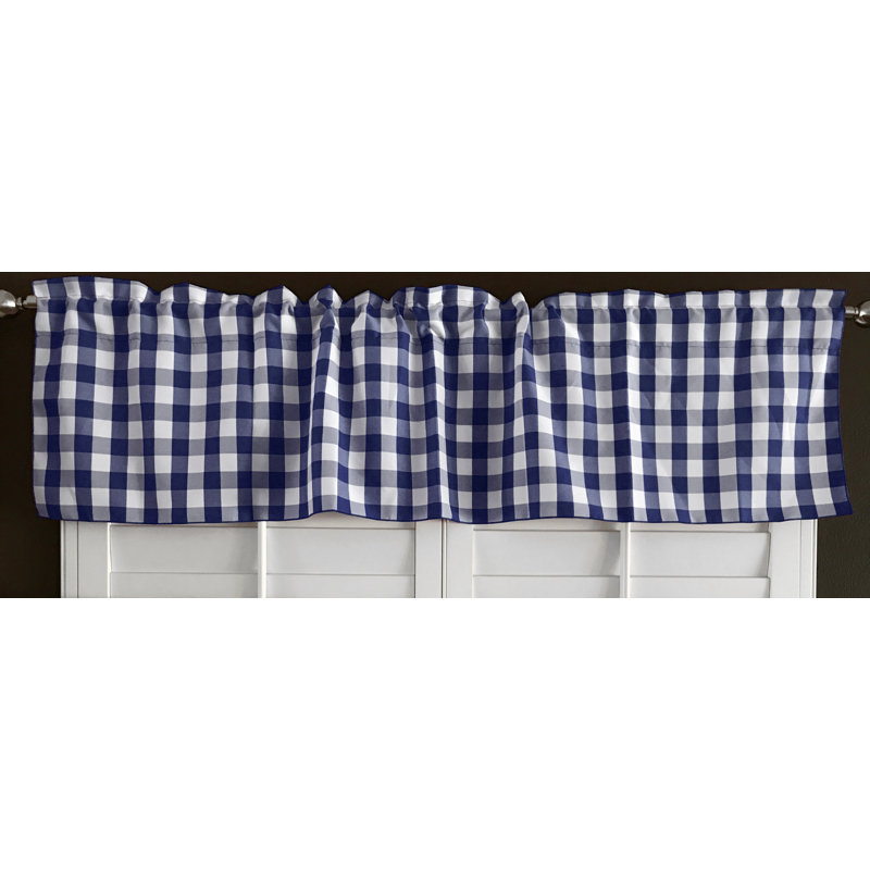 Cantonnière sur mesure l 58 po Haideh Gingham, Bleu marine, L 58 po x L 18 po