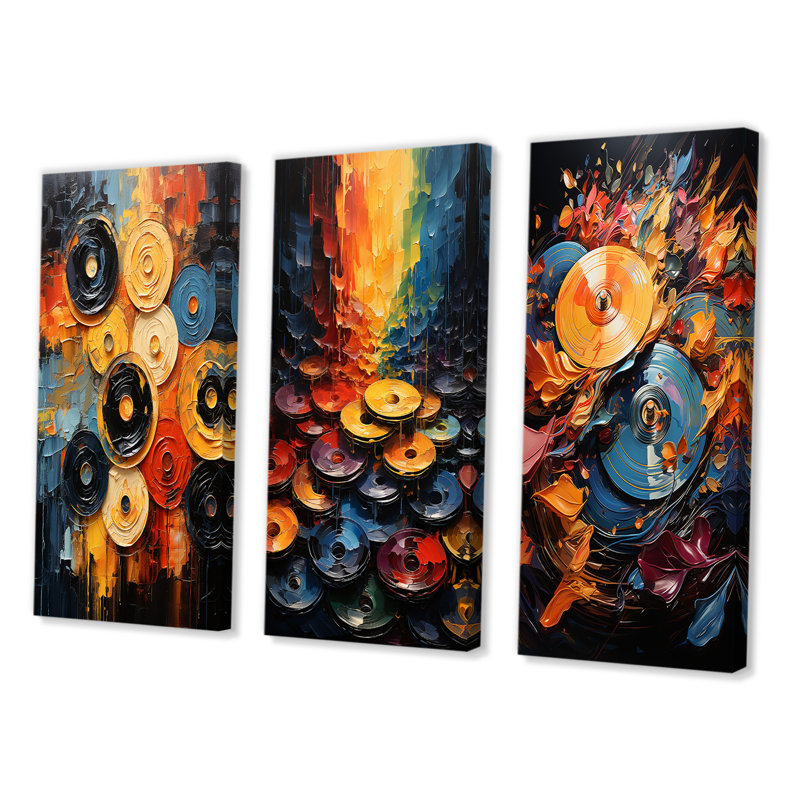 "Colours symphonique", 3 pièces sur toile, Toile tendue, H 32 po x l 48 po