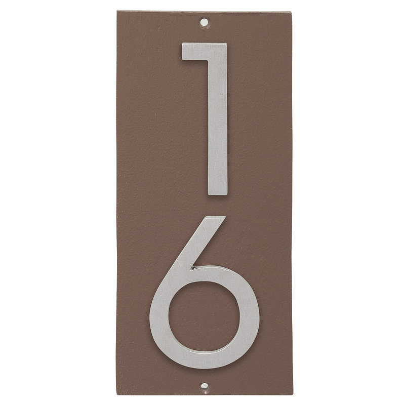Plaque d’adresse murale sur 1 ligne flottante, Sable, Aluminium brossé, Oui