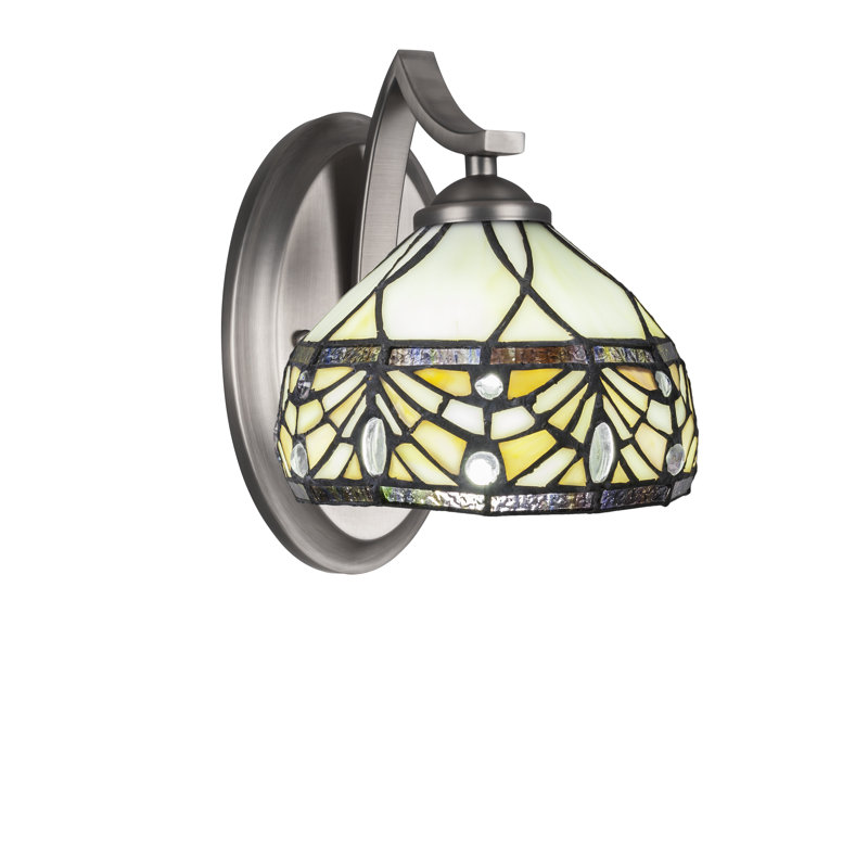 Applique murale Zilo, finition graphite avec verre d'art royal merlot de 7 po