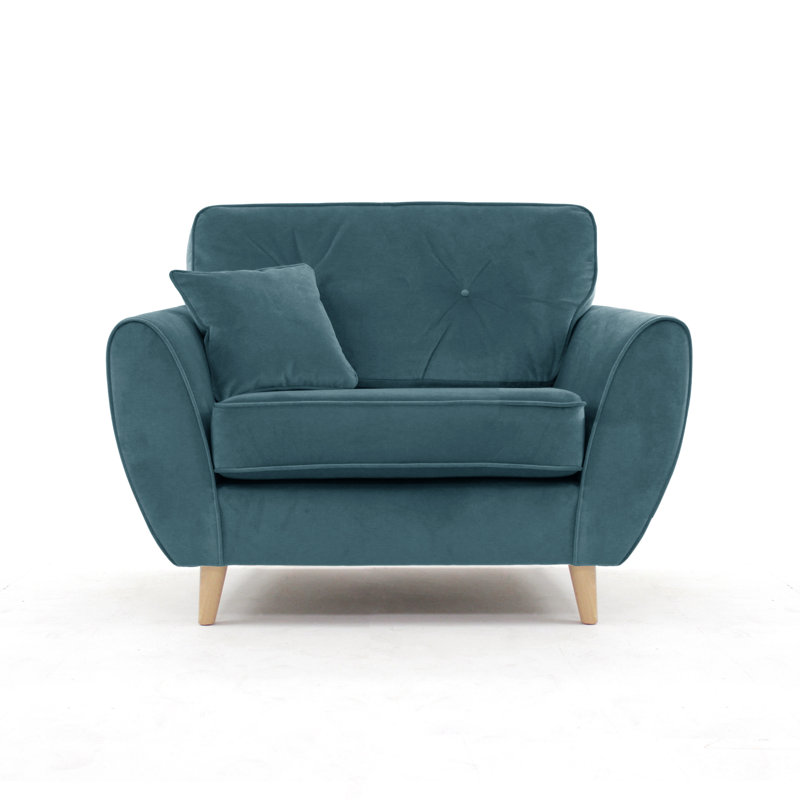 Rafe Scandi Style Velvet Loveseat, Petrol Velvet