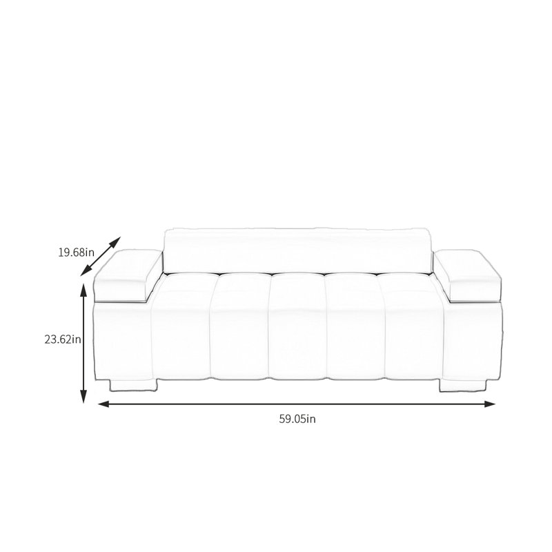 Banc rembourré en cuir Runo, Crème