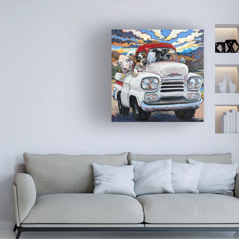 «Catch Drive» par CR Townsend - peinture sur toile tendue, H 35 po x l 35 po x P 2 po