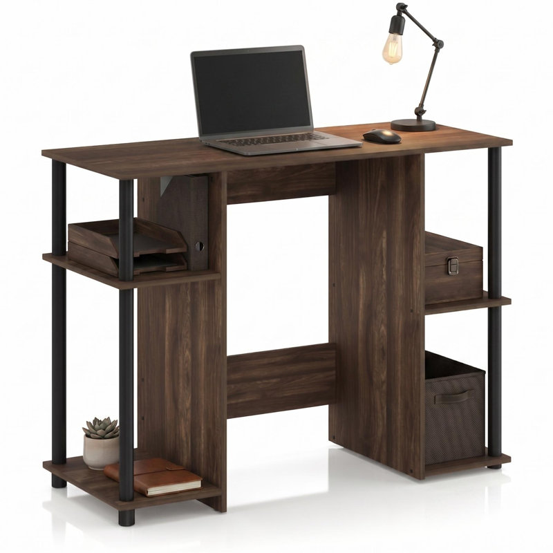  15112 JAYA Bureau d'étude d'ordinateur compact Columbia noyer / noir bureau d'ordinateur personnel, Brown/Black
