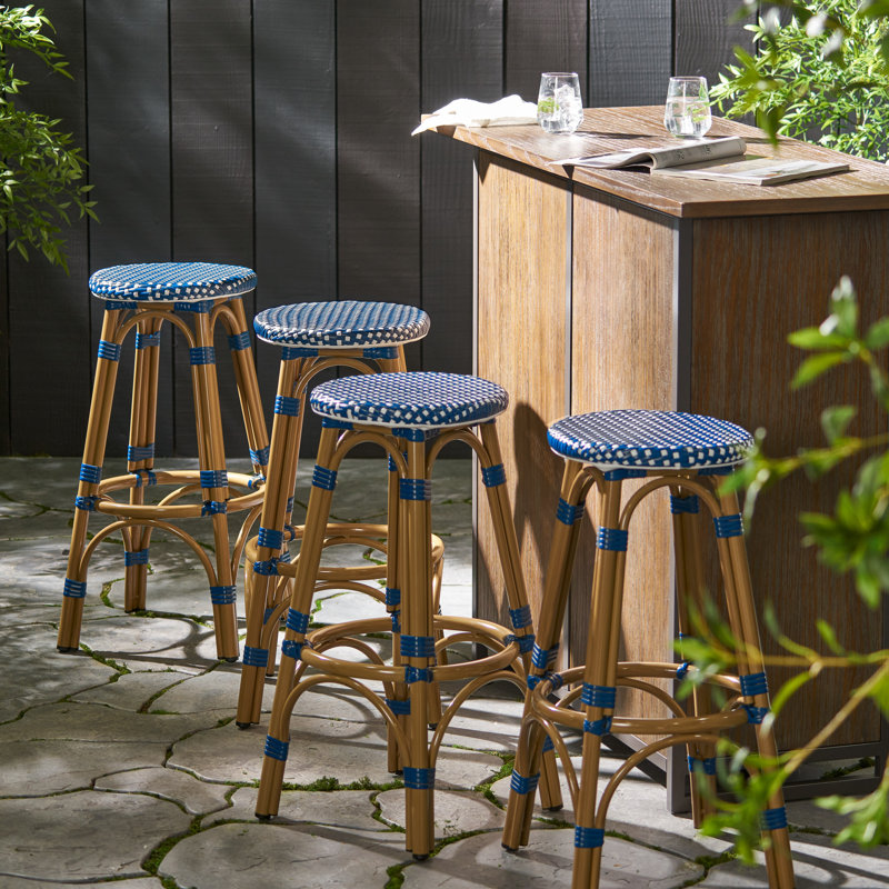 Tabouret de bar 29,5 pouces Ganey, Brun clair / bleu marine