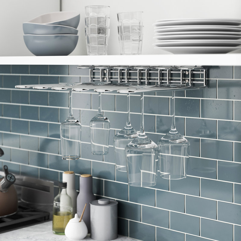 Wall Mounted Wine Glass Rack in Chrome