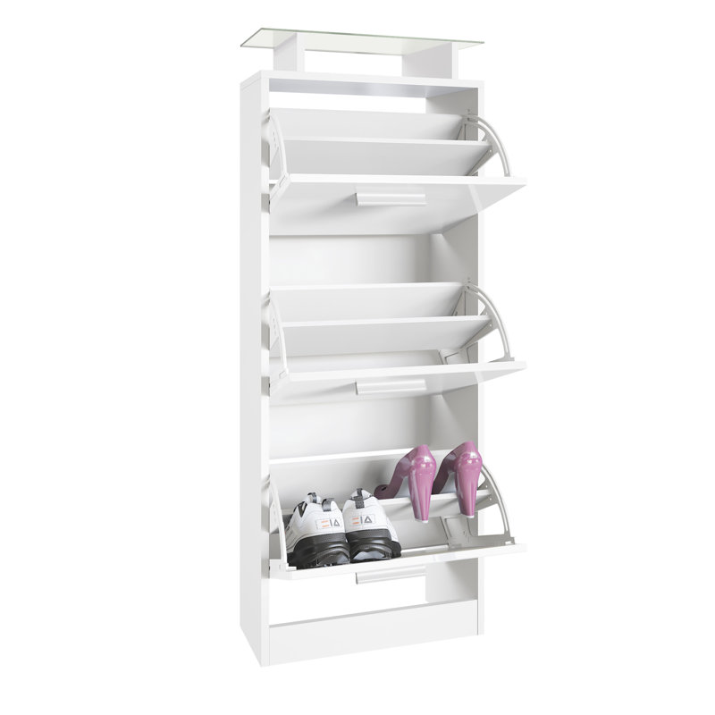 12 Pair Shoe Storage Cabinet, White/Blackberry