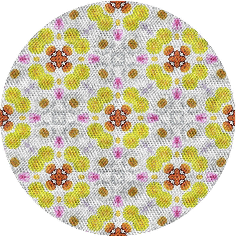 Tapis jaune/brun tissé à la machine, Rond 3 pi