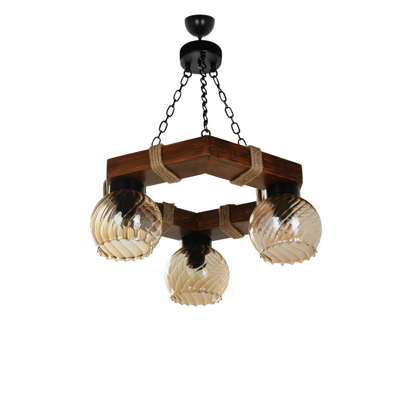 Lustre unique à 3 lumières Cade, Brun foncé