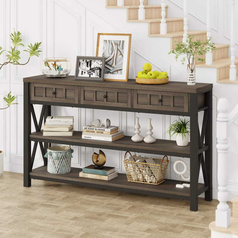 Console 54,72 po Guinna Pandolfo, Noyer brun, Noir