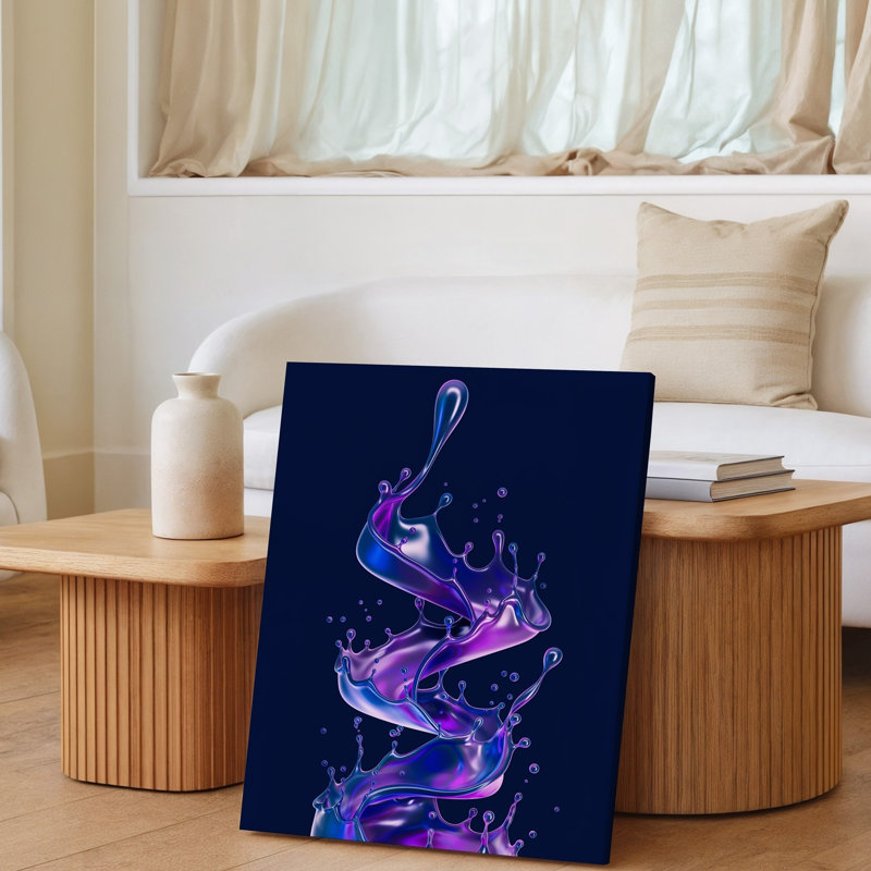 Toile, création d'une composition abstraite visuellement saisissante, avec un art mural Splash dynamique de liquide dans des nuances vibrantes de mauve et toile