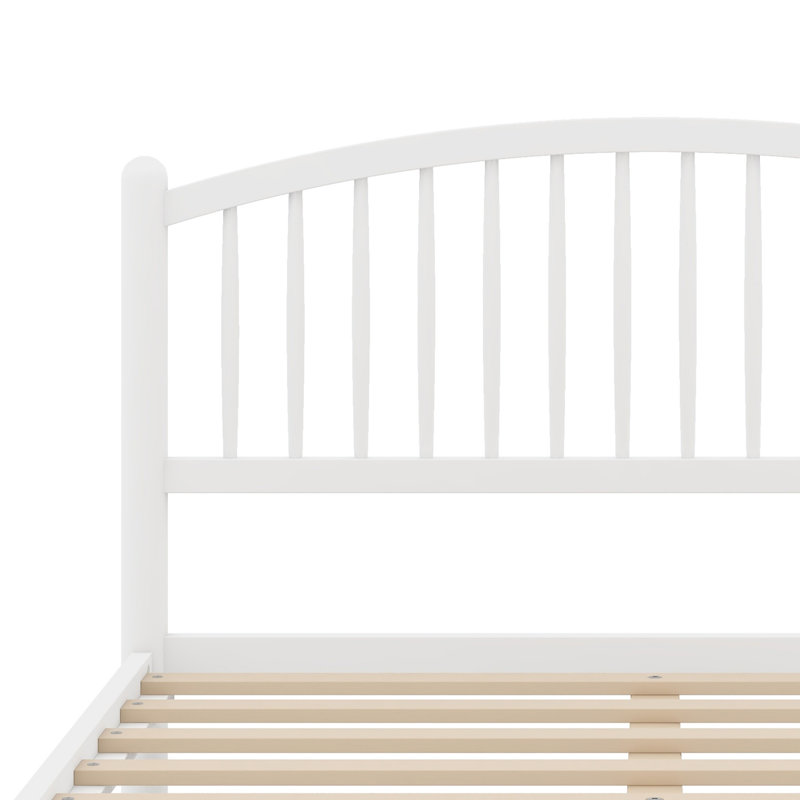 Lit plateforme en bois pour chambre à coucher avec tête de lit arquée, Grand lit, Blanc