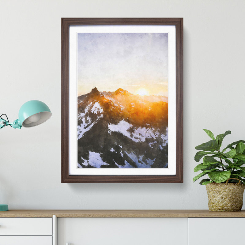 Sun over the Mountains - Framed Print, 33cm H x 24cm W x 2cm D, Walnut Framed