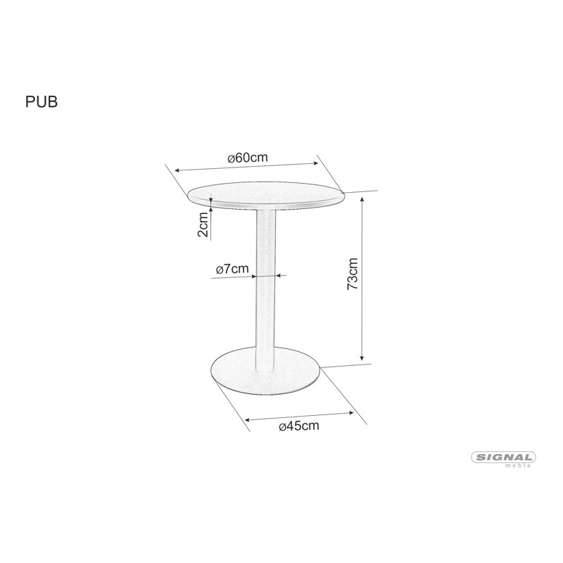 Errill Round Metal Base Dining Table, Black, 73cmH x 60cmL x 60cmW