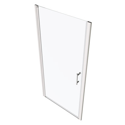Porte de douche polie avec verre trempé de 1/4 po - Pivot universel, rainure murale, poignée en acier inoxydable # 304, installation facile, système de pivot lisse, bonne résistance aux fuites, couvercle réglable 28-29 3/8 po