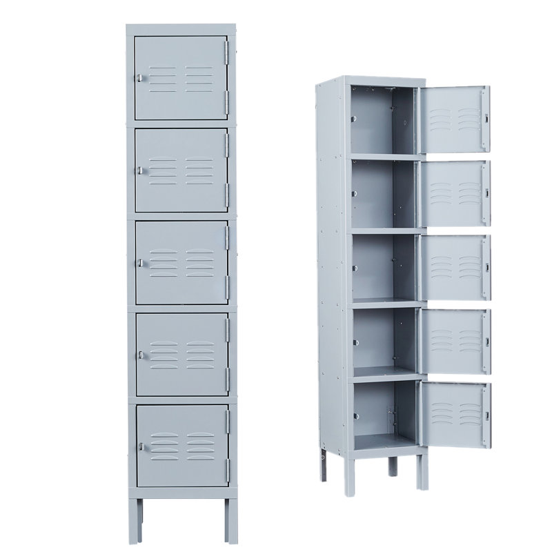 Metal 5 - Tier 65.98'' Gym Locker with Padlock, Gray