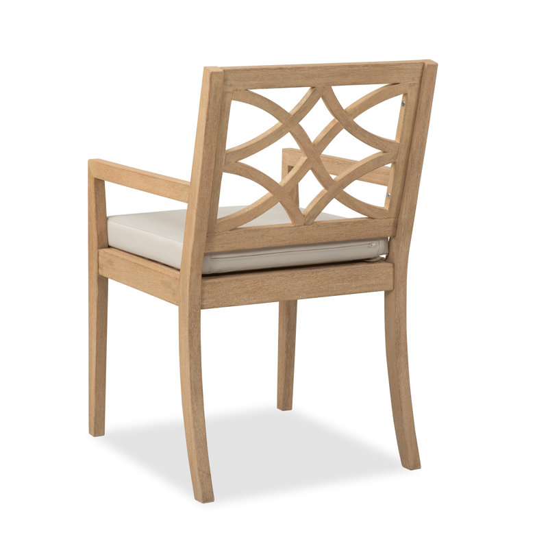 Patio Dining Armchair with Cushion, Cream Cushion/Tan Frame