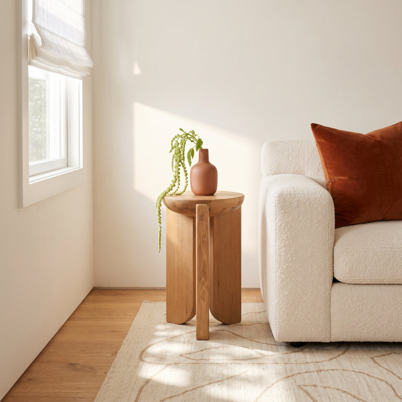 Satine Solid Wood Top End Table, Natural Oil Finish