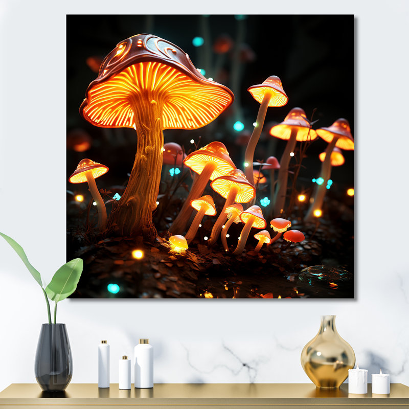 Muscroom Dreamscape Forest II - Art mural fantastique, Toile tendue, H 16 po x l 16 po x P 1 po