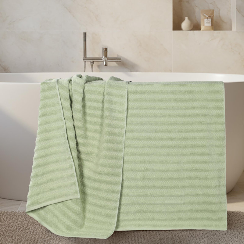 Ensemble de draps de bain en coton Blue Nile Mills - Texture gaufrée - Séchage rapide, Vert