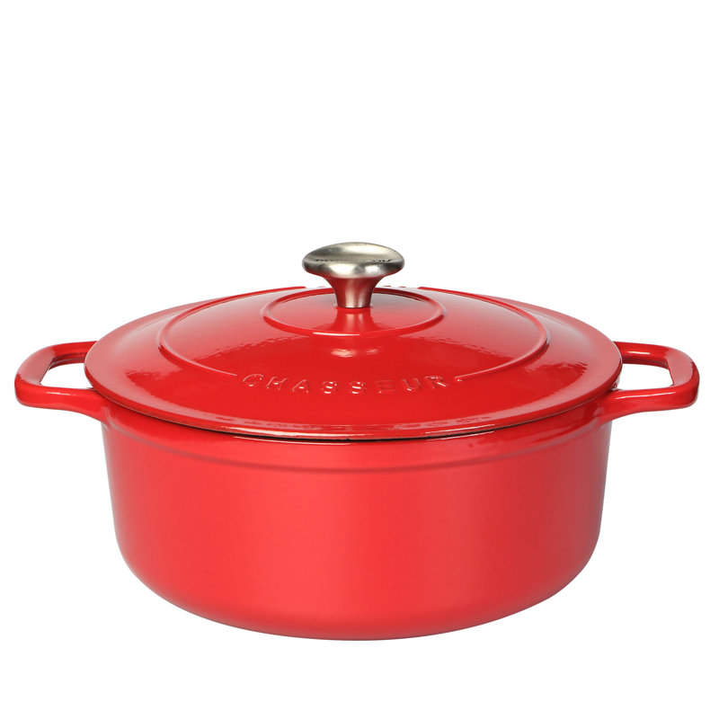Symple Stuff Cast Iron Round Dutch Oven, 6.3L, Chilli Red