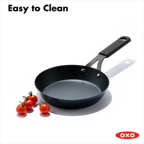 OXO Obsidian Carbon Steel 10 Crepe Pan with Silicone Sleeve Black