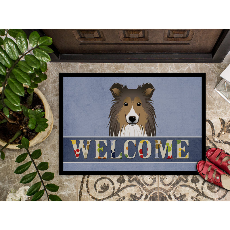 Tapis d'extérieur antidérapant Tonsina Sheltie Welcome, Rectangle 1 pi 6 po x 2 pi 3 po