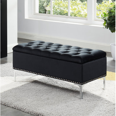 Carmel Velvet Upholstered Storage Bench