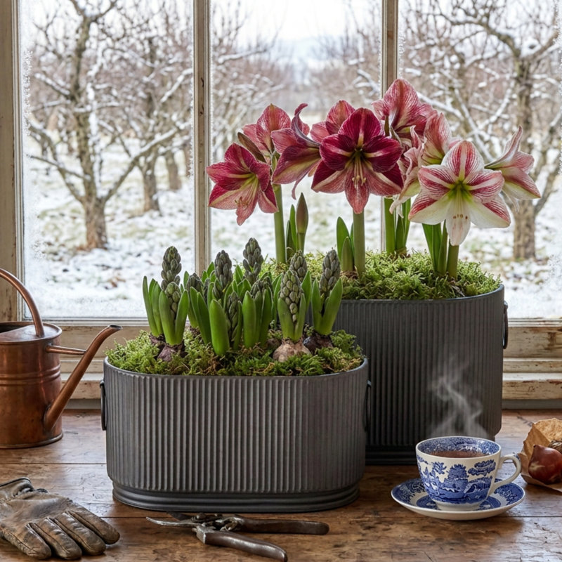 Jardinières ovales style campagne française, ensemble de 2