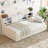 Beige Twin Upholstered Bed With Storage - Soft Velvet Upholstery, Headboard For Comfort, Spacious Drawers Organization In Built-in Comfortable