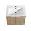 Luxueux meuble-lavabo mural de 60 po avec lavabo, armoire latérale, portes à fermeture en douceur et conception combinée Kd-emballage