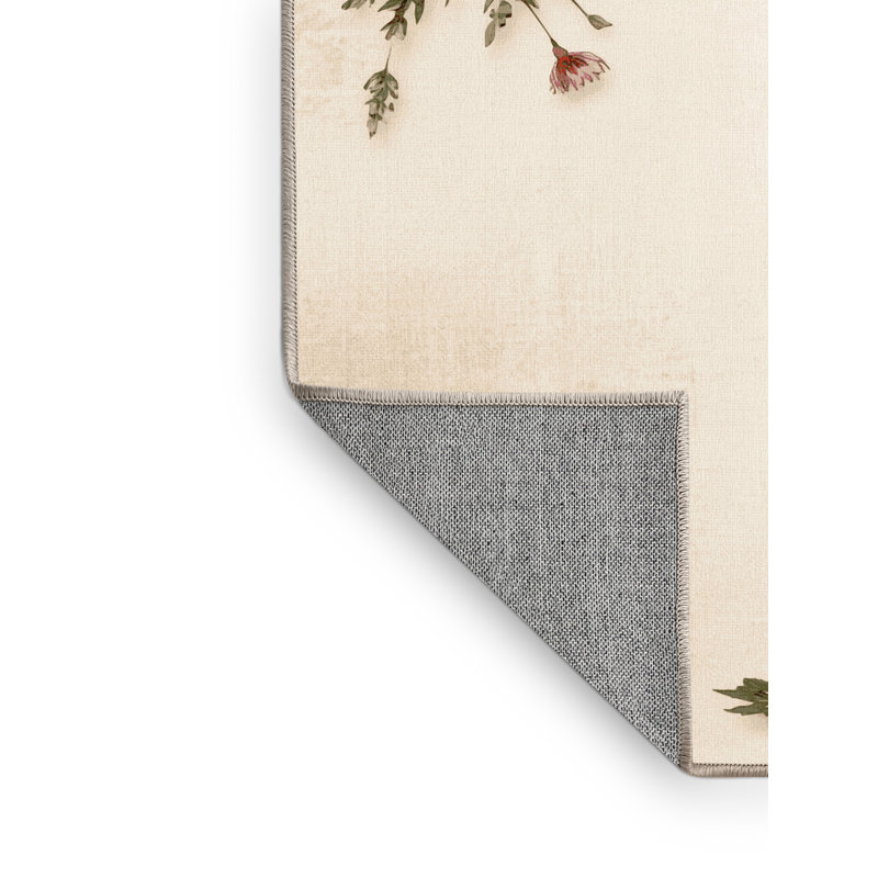 Tapis floral français Aedan Bruschetta lavable à la machine - reliure beige, 6 x 9
