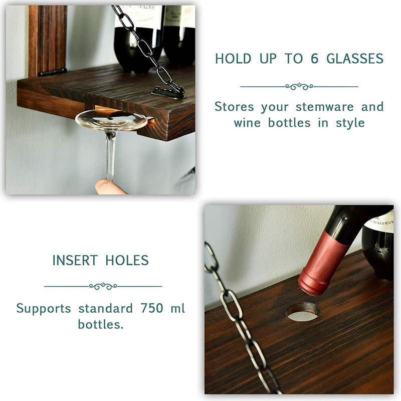 Wall Mounted Wine Rack With Glass Frame