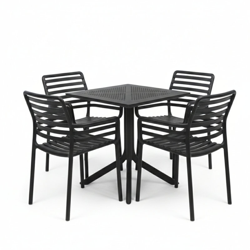 4 - Person Patio Dining Set with Square Table, Anthracite