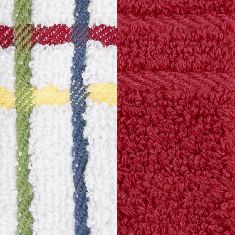 Cotton Plaid Waffle Dish Cloth Kitchen Towel, Paprika