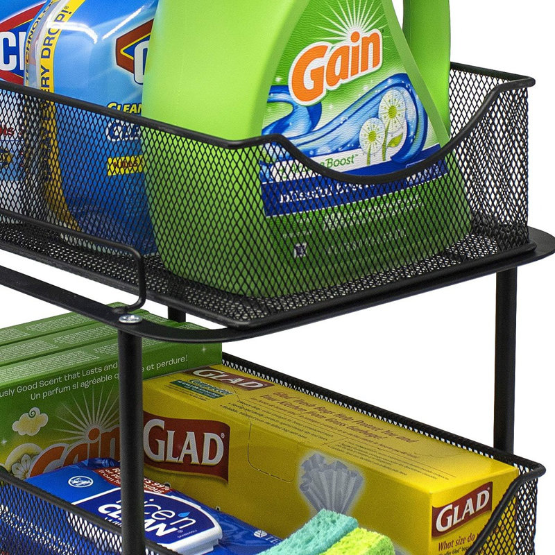 Sorbus 2-Tier Baskets with Mesh Sliding Drawers, Black