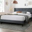 Cadre de lit tête de lit à motif de losanges moderne en tissu pour grand lit 1pc-2007269498