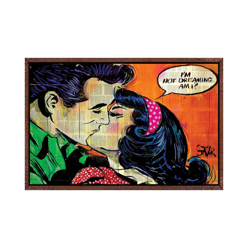 Pop Dreamin by Loui Jover - Print on Canvas, 66.04 cm H x 45.72 cm W, Classic Brown Wood Framed