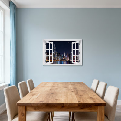 Landscape & Nature City Skyline Night View Window Frame
