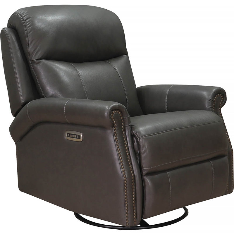 Fauteuil inclinable et pivotant en cuir Dhiya, Royce - olive noire