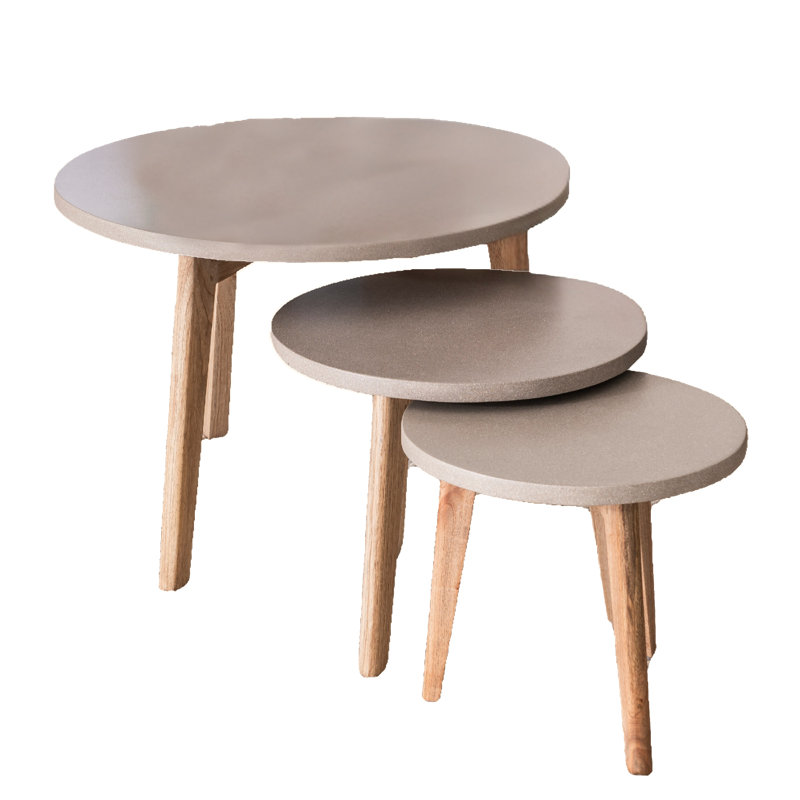 Round Lamp Table Oatmeal - Small Side table