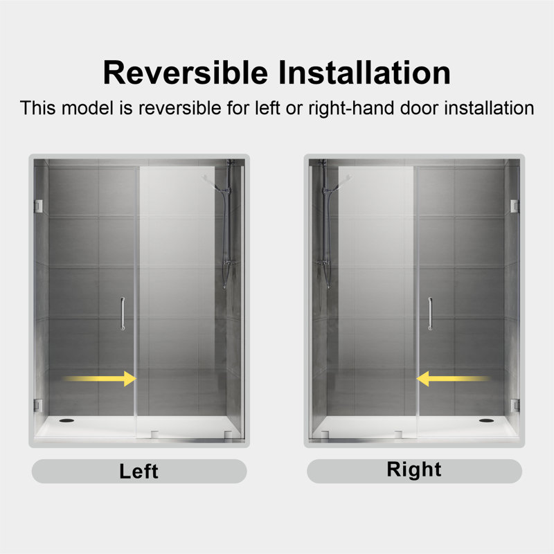40-1/8 to 41 in W x 80 in H Frameless Swing Shower Door in Brushed Nickel in With Double 3/8" (10mm) Certified Tempered Clear Glass UKH07-41x80-BN-A