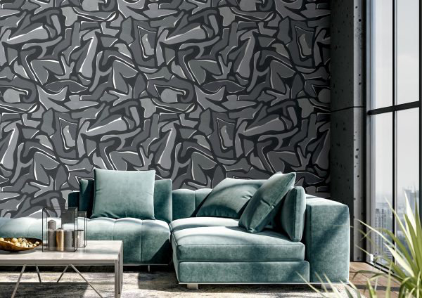 10m x 60cm Puzzle Wallpaper Roll, Black/Grey