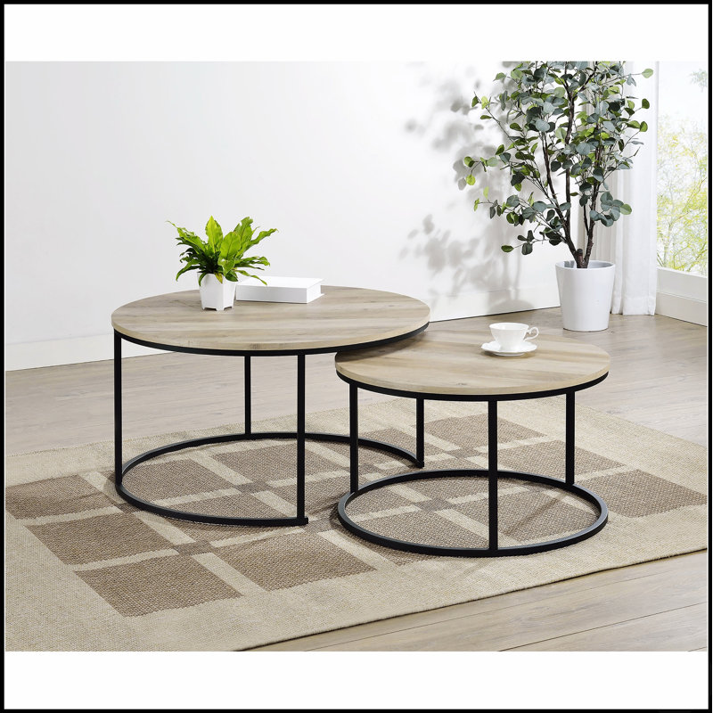 Ensemble de tables basses gigognes 2 pièces Pine, parfaites pour les solutions de salon polyvalentes et peu encombrantes