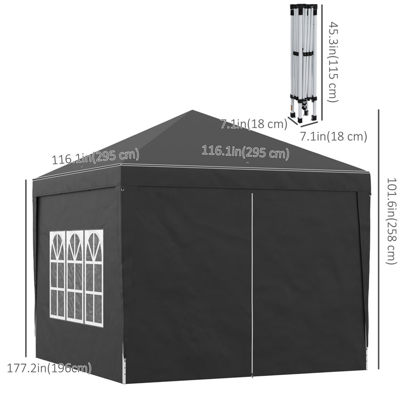 Abri dépliant en acier l 10 pi x P 10 pi, Noir