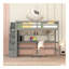 Lit mezzanine double avec bureau, tablettes de rangement et escalier, gris