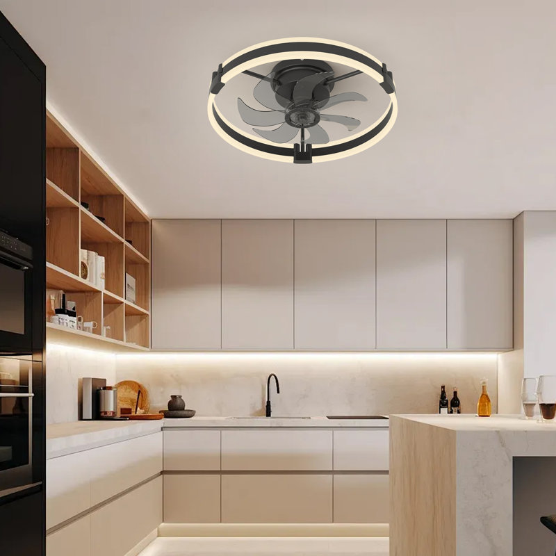 50cm 6-Speed LED Dimmable Reversible Modern Caged Ceiling Fan With Light And Remote Control