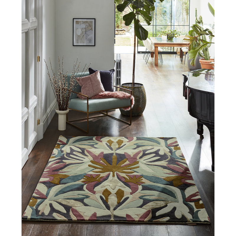 Hand Tufted Floral Area Rug, Rectangle 8'2" x 11'6"